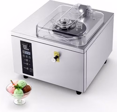 VEVOR Macchina per Gelato Duro da Banco in Acciaio Inox Color Argento, Potenza 500 W, Capacità 2,8 L, con Display Digitale e Paletta per Sorbetti e Ice Cream
