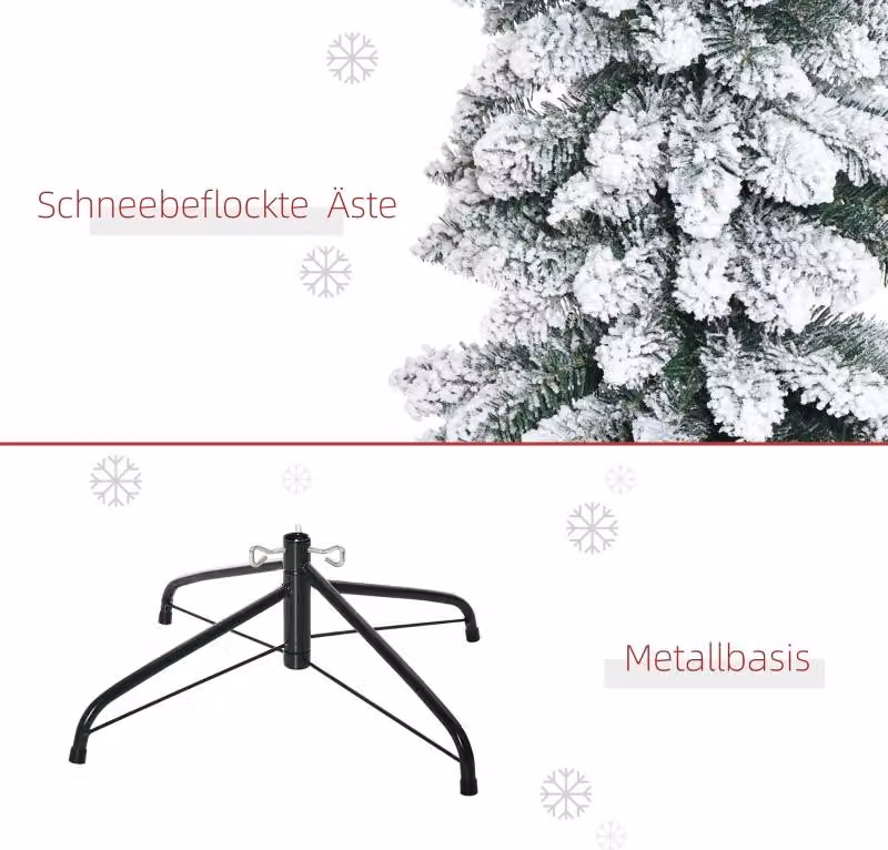 Albero di Natale artificiale, innevato, design stretto, ignifugo, 180 cm, verde/bianco