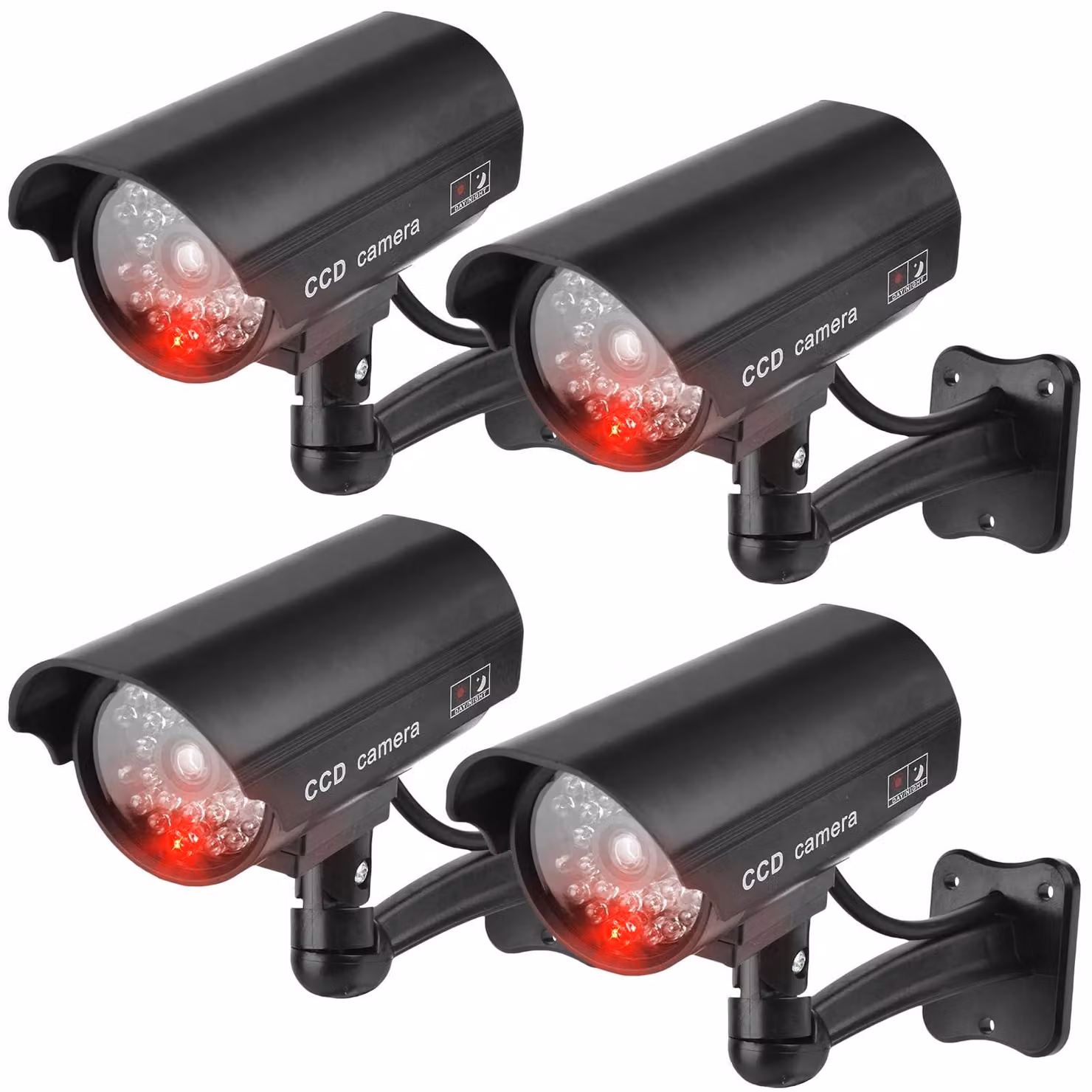 Solidchoice - Set di 4 telecamere finte con LED lampeggianti per la sicurezza