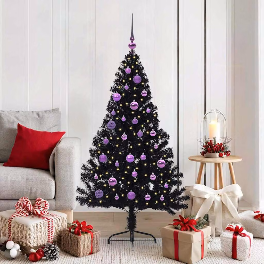 Maison Exclusive - Albero di Natale artificiale preilluminato Nero 150 cm PVC