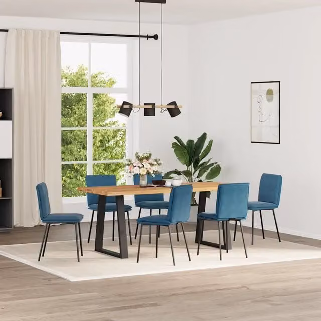 Sedie da Pranzo 6 pz Blu in Velluto 3315624
