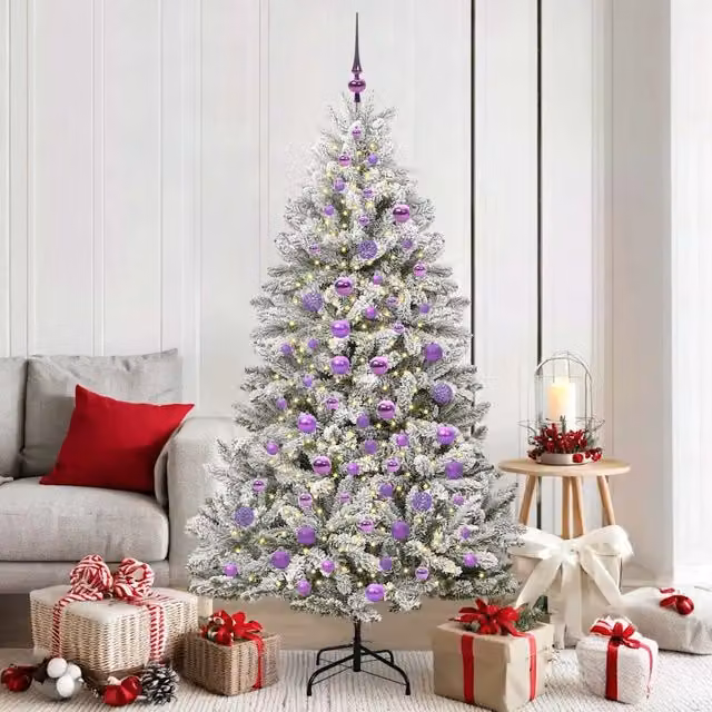 Albero di Natale artificiale moderno vidaXL verde e bianco con 300 LED luce bianca calda, Altezza: 180 cm – 1