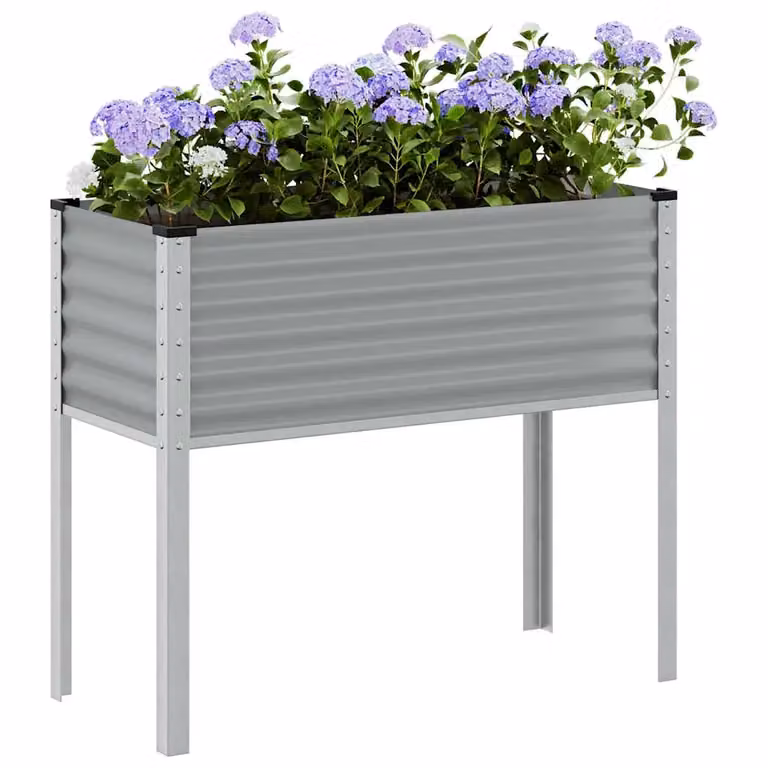 Fioriera da giardino vidaXL in acciaio color grigio L: 100 cm, P: 45 cm, H: 90 cm