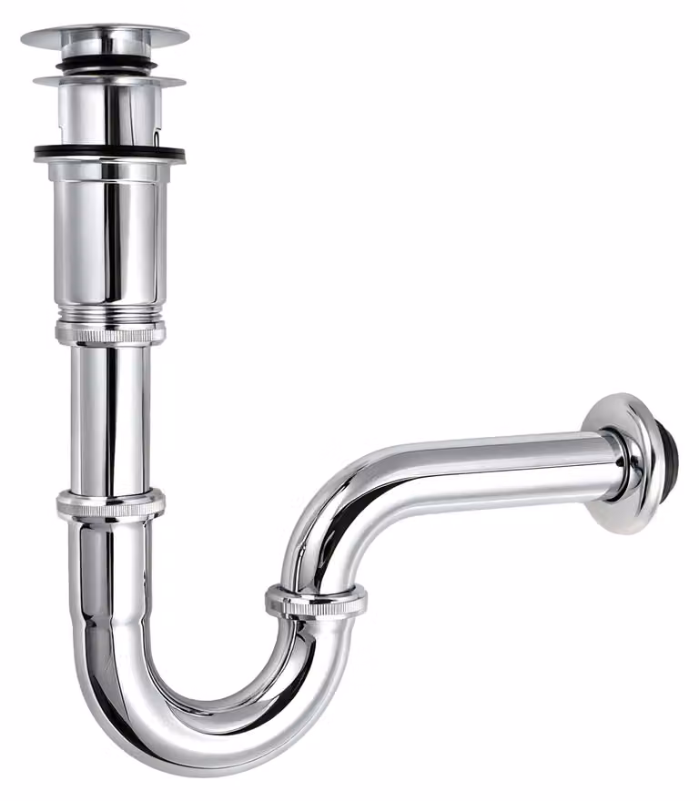 Kit di scarico per lavabo con troppofilo, valvola pop-up, finitura cromata