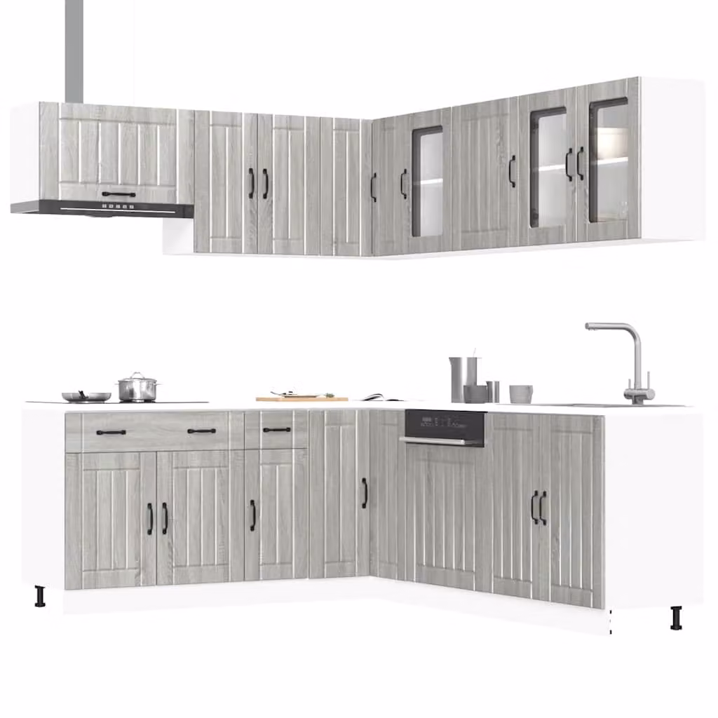 Set di mobili da cucina moderno vidaXL Lucca composto da 11 pezzi in colore grigio con finitura opaca