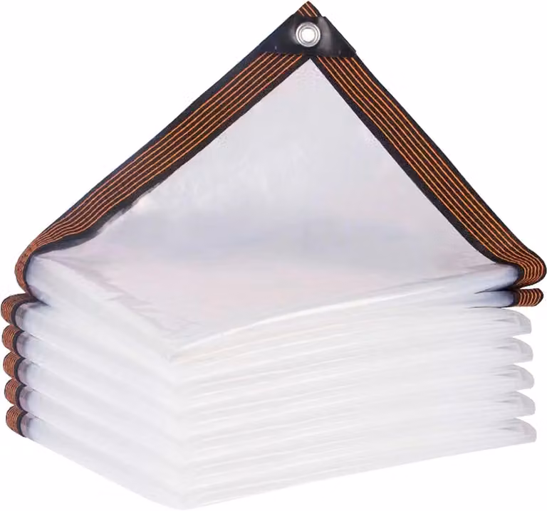 Telo protettivo trasparente in PVC, impermeabile, dimensioni 2,5 x 5 metri, con occhielli, ideale per giardino e balcone