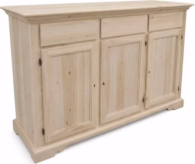 Madia credenza in legno grezzo con 3 porte Mobili 2G marrone L: 147 cm, P: 45 cm, H: 93 cm