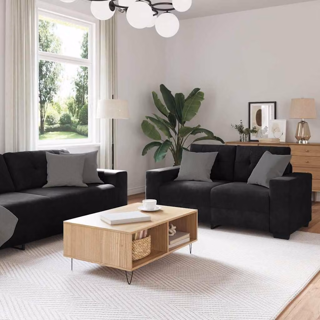 Maison Exclusive - Set divano a 2 posti con cuscini, velluto nero
