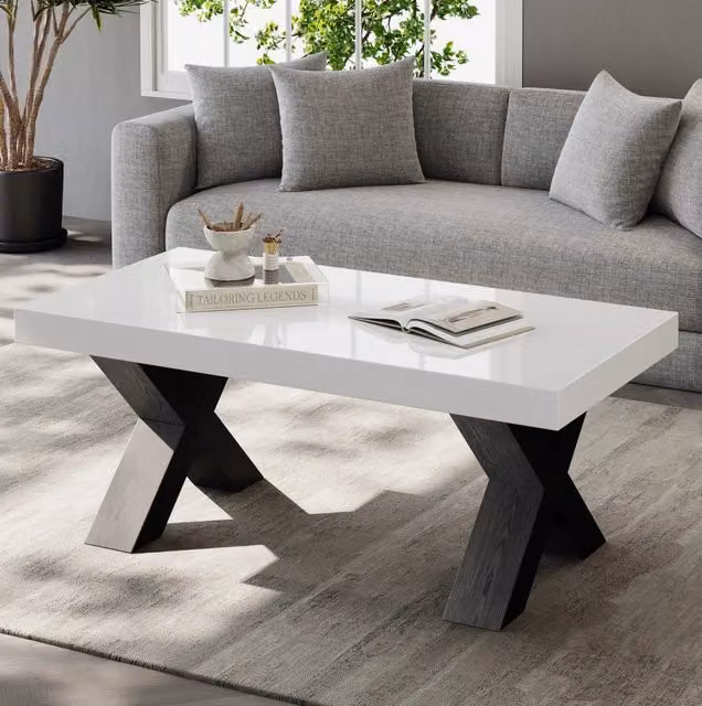 Tavolino da caffè moderno 100×50×40 cm bianco e nero in MDF