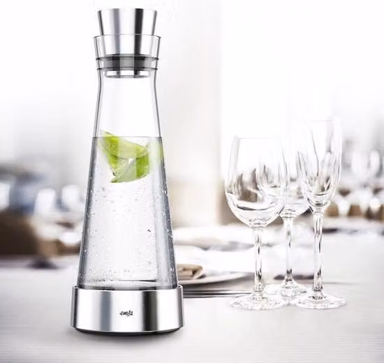 Caraffa in Vetro con Elemento di Raffreddamento - 1 litro - Vetro Transparente