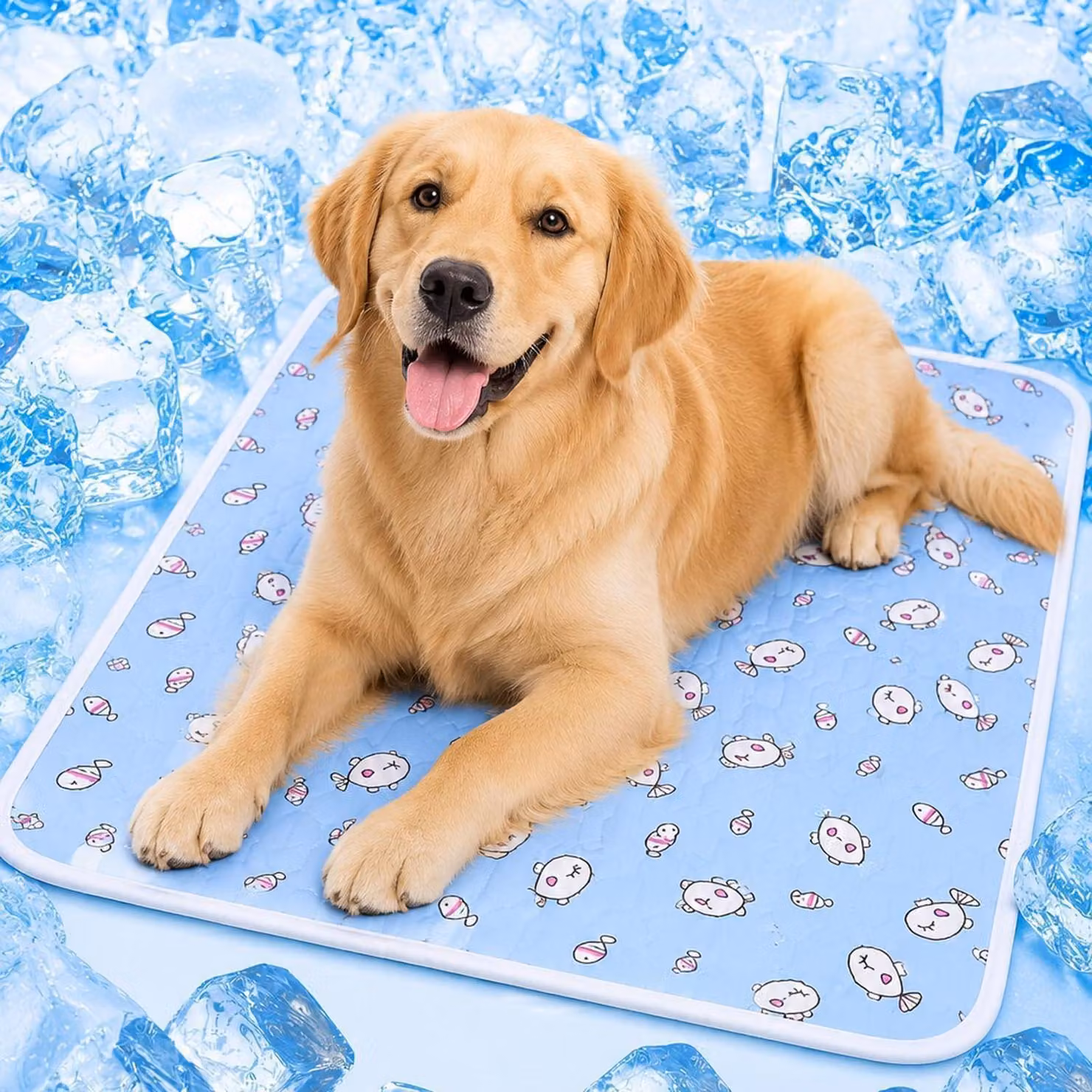Tappetino refrigerante per cani e gatti, 90x70 cm, autorigenerante grazie alla fibra refrigerante, lavabile
