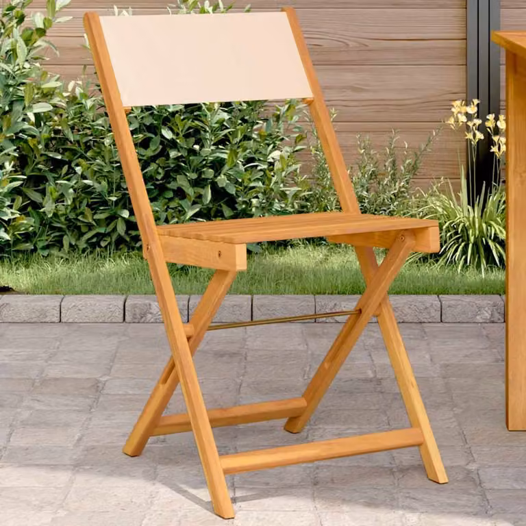 Set di 2 sedie pieghevoli vidaXL in legno di acacia oliato e tessuto beige per giardino e balcone