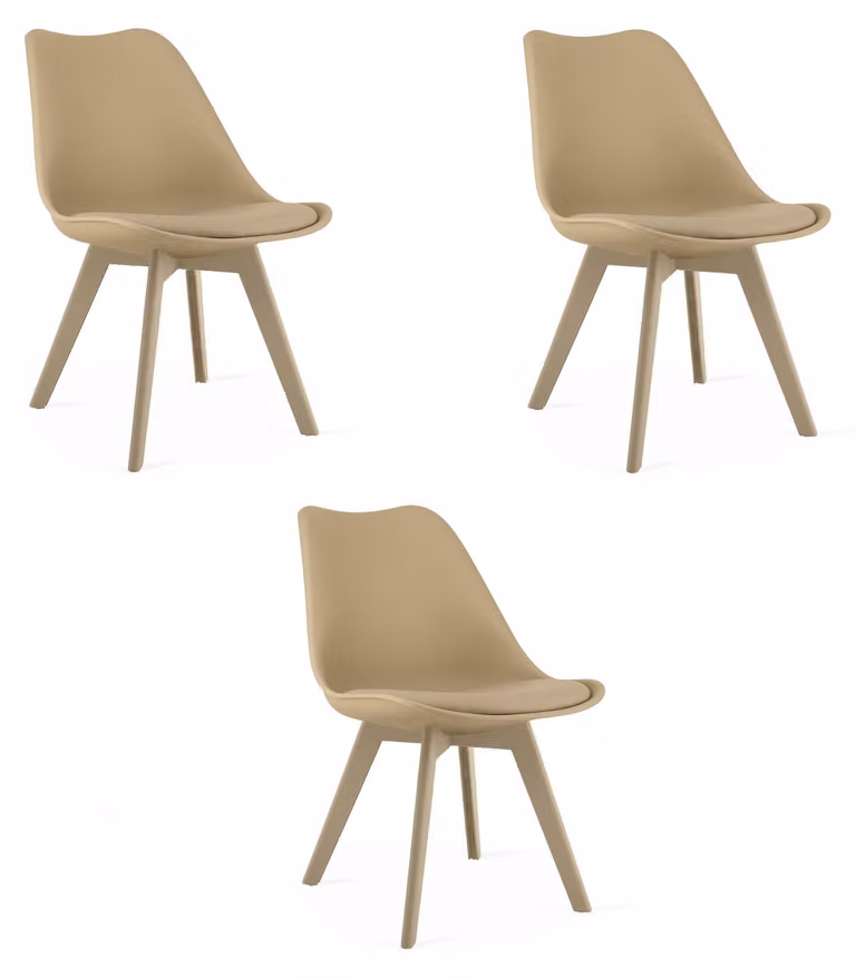 Sedia MARK beige scuro con cuscino in ecopelle per cucina sala da pranzo x3
