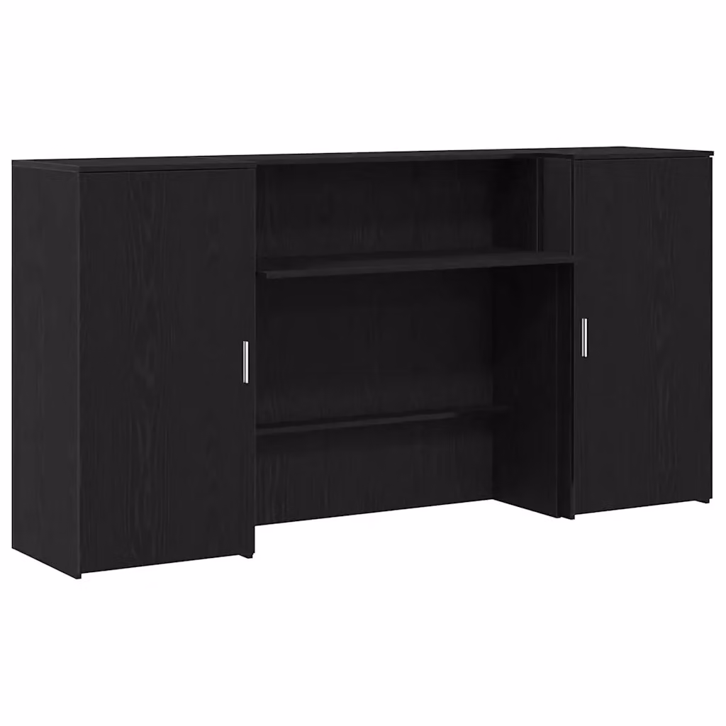 Banco Reception vidaXL Rovere Nero in Legno Multistrato e MDF, L 200 x P 50 x H 103,5 cm – 2