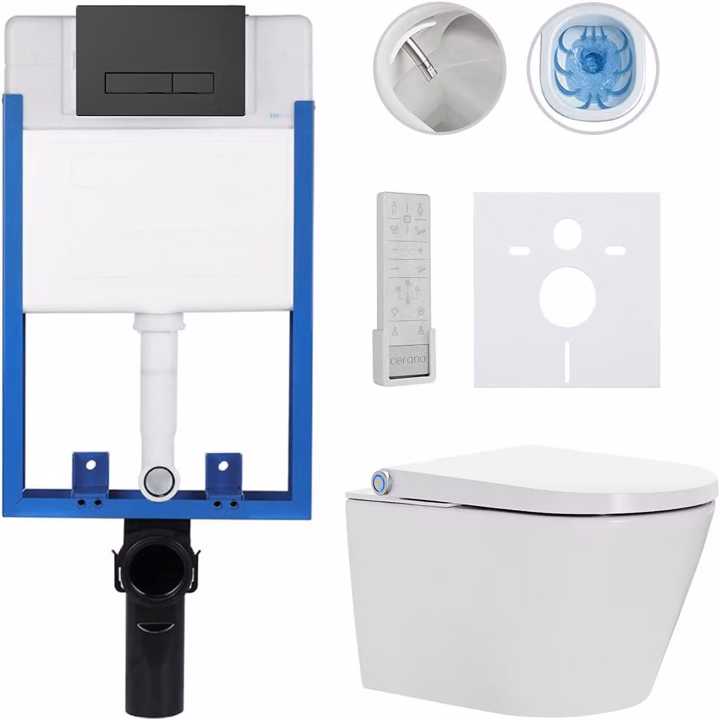 Set completo per WC Profi/Cronus Premium - bianco lucido - pulsante per WC Slim/nero opaco - da incasso - 59,3x38,4 cm