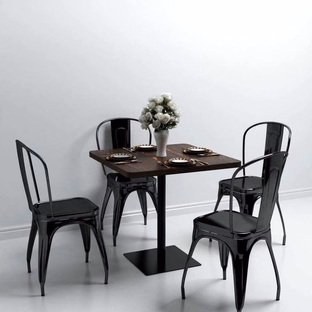 Maison Exclusive - Tavolino da bistrot in MDF e acciaio, quadrato, 80×80×75 cm, frassino scuro