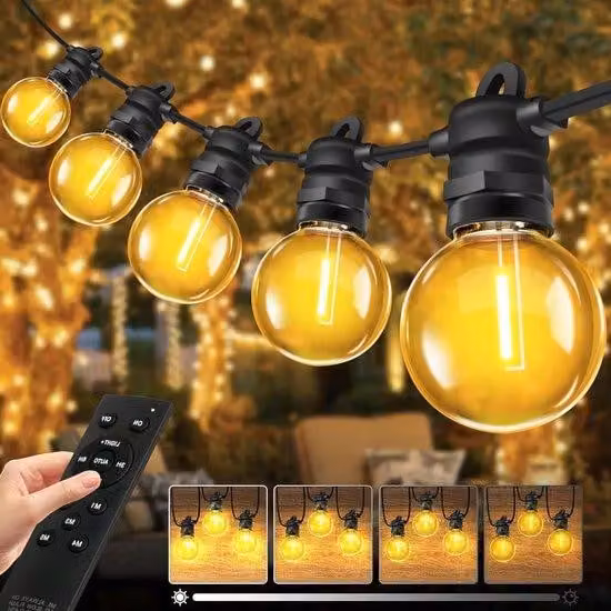 Set di luci da balcone da 10 m con lampadine G40 a LED, composto da 19 luci impermeabili IP68 dimmerabili per giardino con telecomando