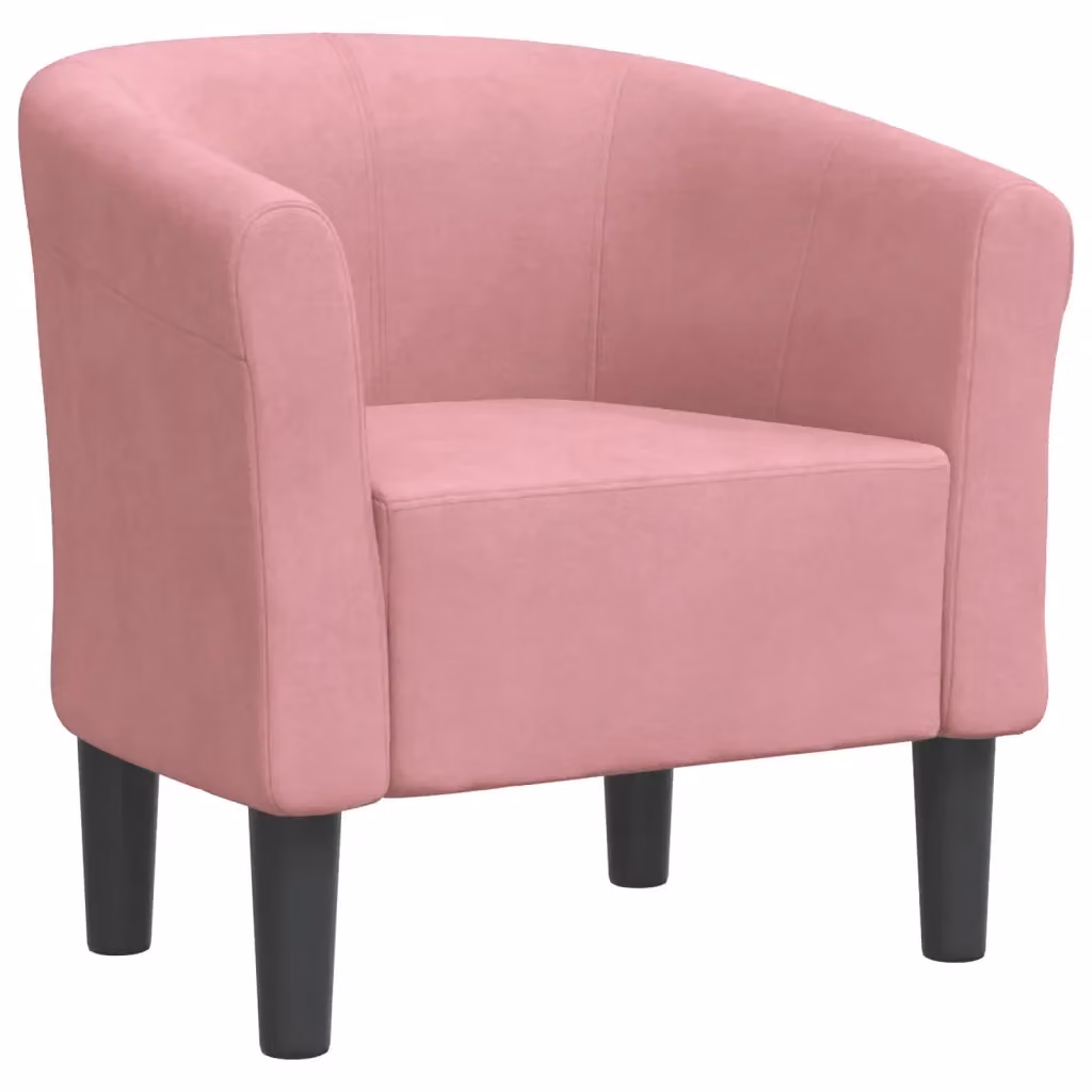 Divano Sedia-Poltrona Cabriolet Rosa in Velluto con Braccioli e Struttura in Legno e Plastica – 2