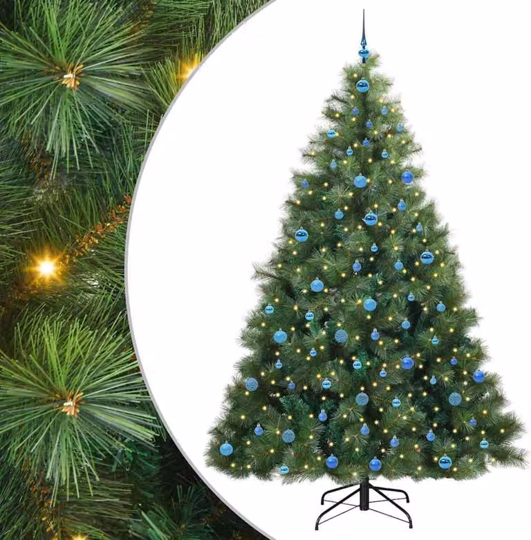 Albero di Natale artificiale con 300 LED verdi da 240 cm in PE e PVC