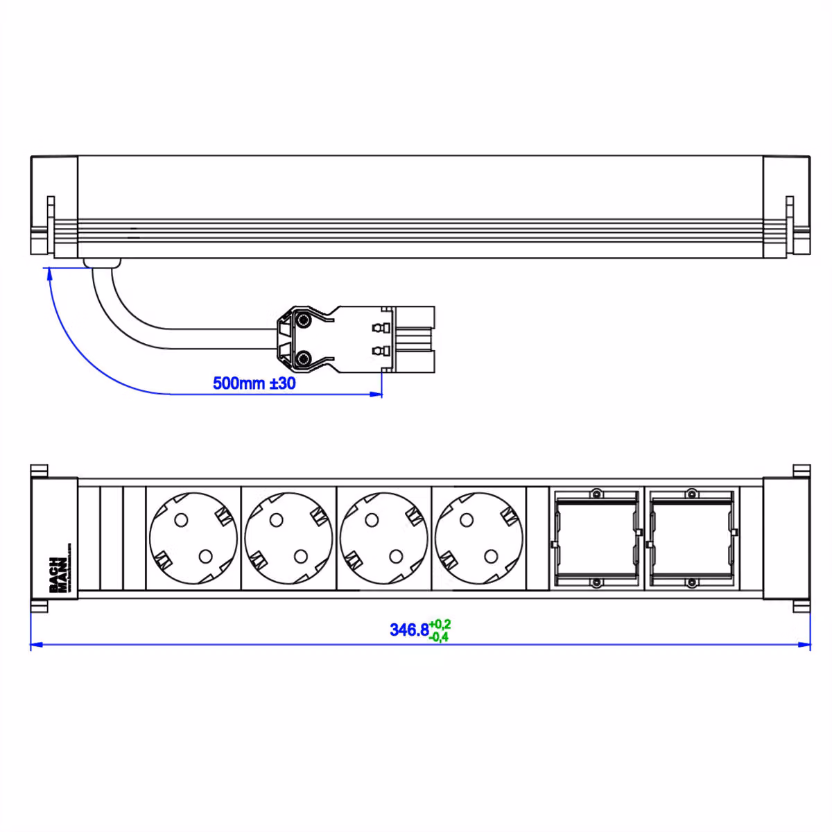 BACHMANN POWER FRAME Grande 4x contatto di terra 2x ABD