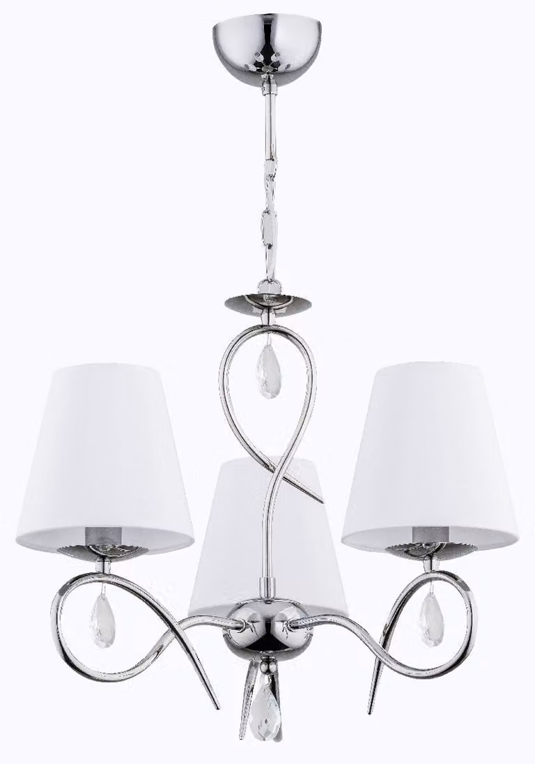 Lampada a sospensione SYNA cromata, bianco-trasparente, 3xE14x10W, metallo, dimensioni: 63x56x56 cm, IP20, Alfa