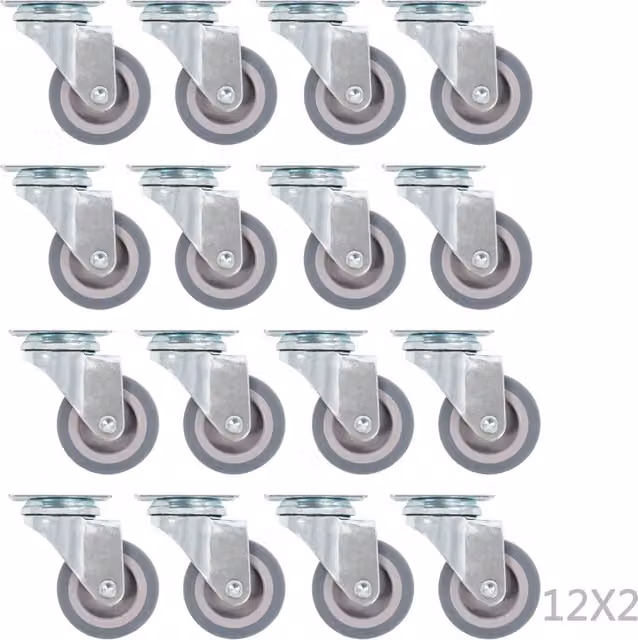 Set di 144 ruote girevoli vidaXL in acciaio zincato e gomma, colore grigio, diametro 50 mm
