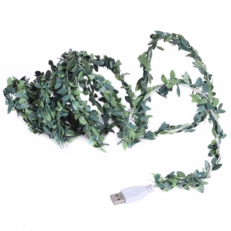 30 LED, 3 metri, ricarica tramite USB, catena luminosa in rattan, decorazione natalizia per interni, luce bianco caldo