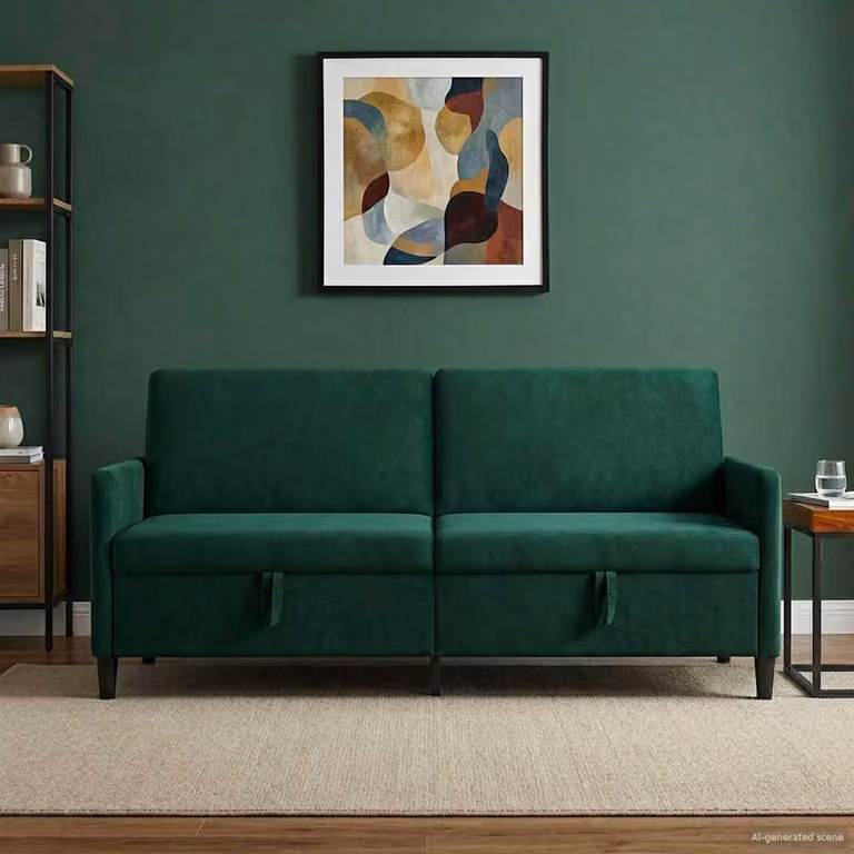 Divano moderno vidaXL con contenitore verde, L: 192 cm, P: 78 cm, H: 87 cm