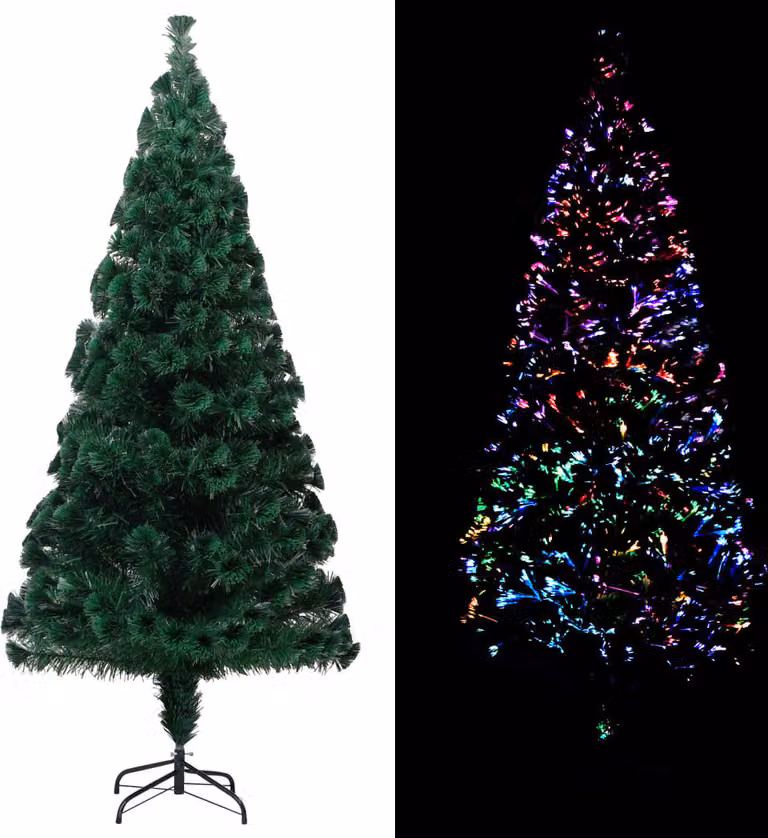 The Living Store Albero di Natale artificiale con supporto verde 210 cm in fibra ottica