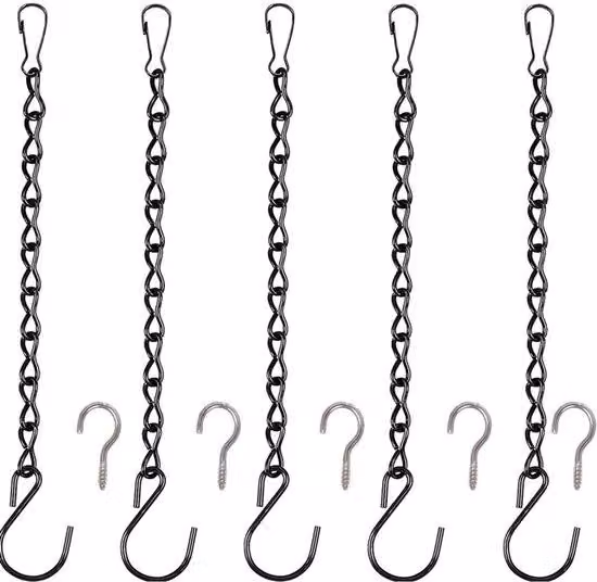 CSCbaba 5 pezzi catena da appendere catena in metallo da appendere catene per cesti di fiori catena per vasi da fiori vaso da fiori da appendere gancio per cesti di fiori catena in metallo (24 cm)