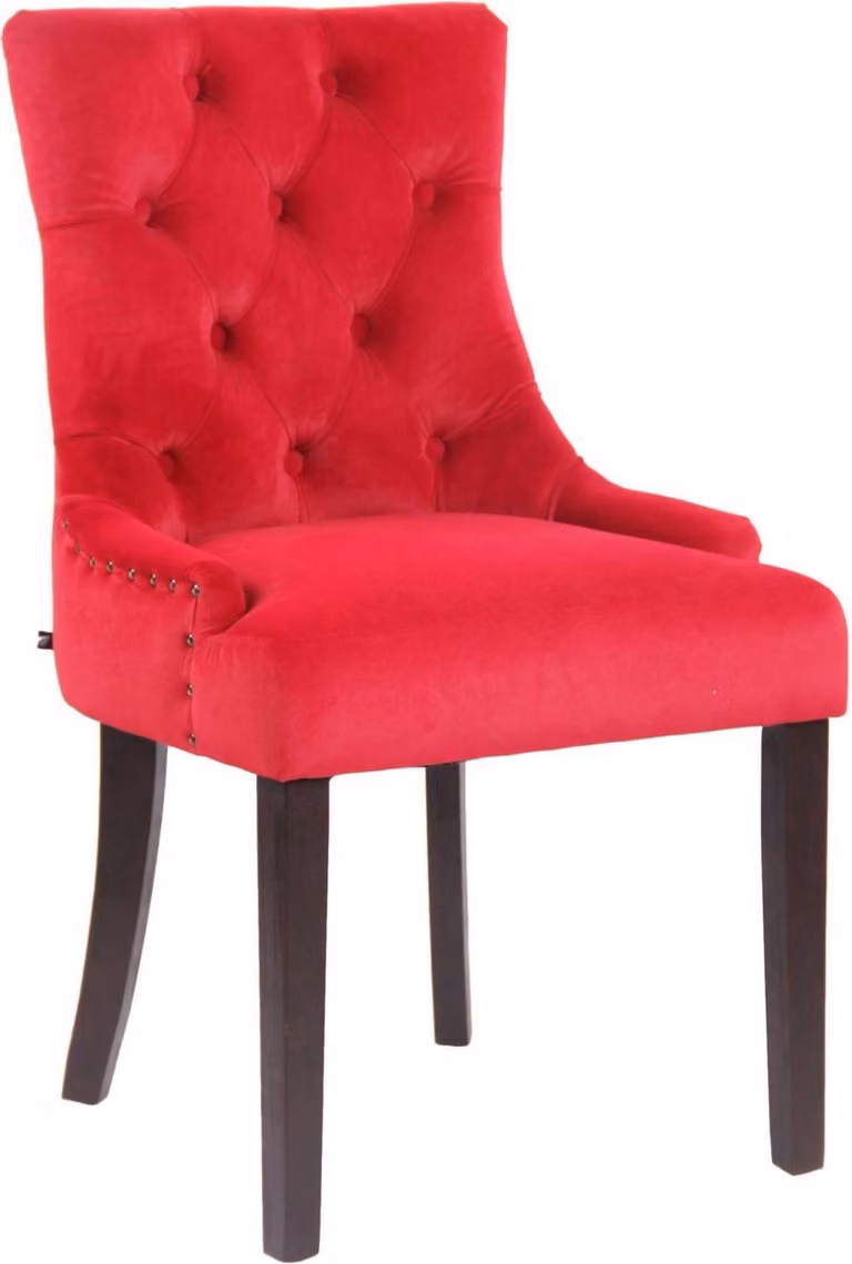 Sedia da pranzo in velluto - Sedia da cucina - Alto comfort - Legno di gomma vellutato | Colore: Rosso | Colore chiaro: Antico