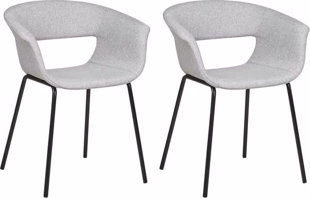 Set di 2 sedie da pranzo Sedute in poliestere grigio Gambe in metallo per sala da pranzo cucina