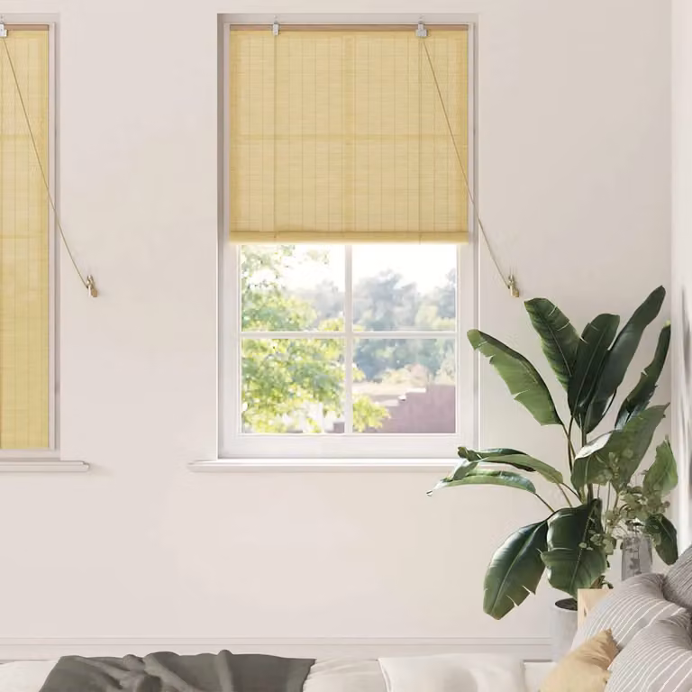 Tenda a rullo vidaXL in bambù color naturale beige e marrone, resistente ai raggi UV, L: 90 cm x H: 160 cm