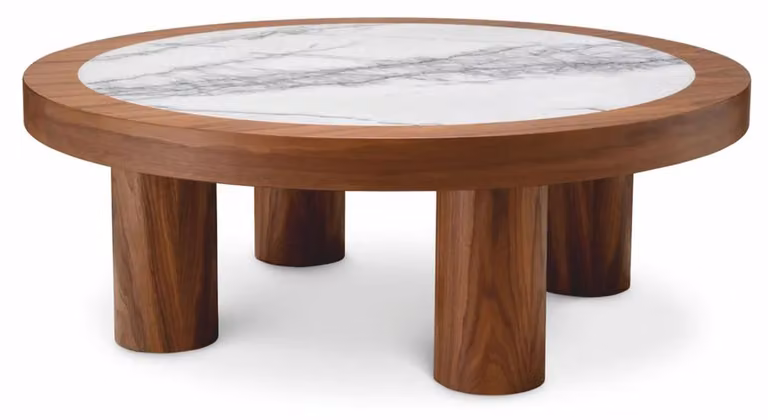 Tavolino Casa Padrino marrone / bianco-lilla Ø 100 cm - Mobili per soggiorno