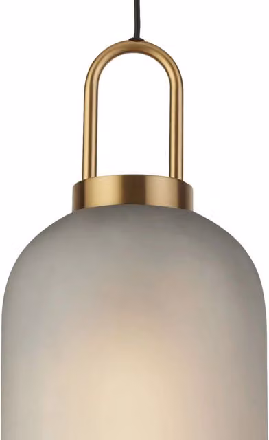 Lampada a sospensione moderna Searchlight in ottone e vetro trasparente con luce E27 e altezza regolabile – 1