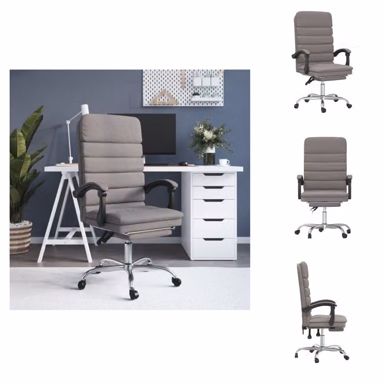 vidaXL Sedia da ufficio con funzione massaggio in tessuto taupe - Sedie da ufficio