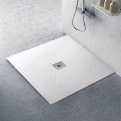 Piatto doccia quadrato INBAGNO Karen filo pavimento in resina minerale bianco, L: 120 cm x P: 120 cm x H: 3 cm, antiscivolo