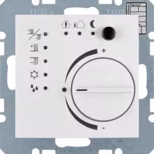 Regolatore di temperatura Berker 75441159 con interfaccia a pulsante, colore bianco polare, finitura lucida, serie Berker S.1/B.3/B.7