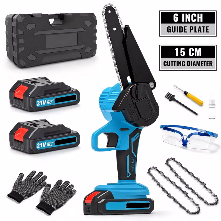 Troncatrice a batteria compatta - Seghetto elettrico portatile - 550 W - 18 V - Lame da 15 cm - 2 batterie - Lubrificazione automatica
