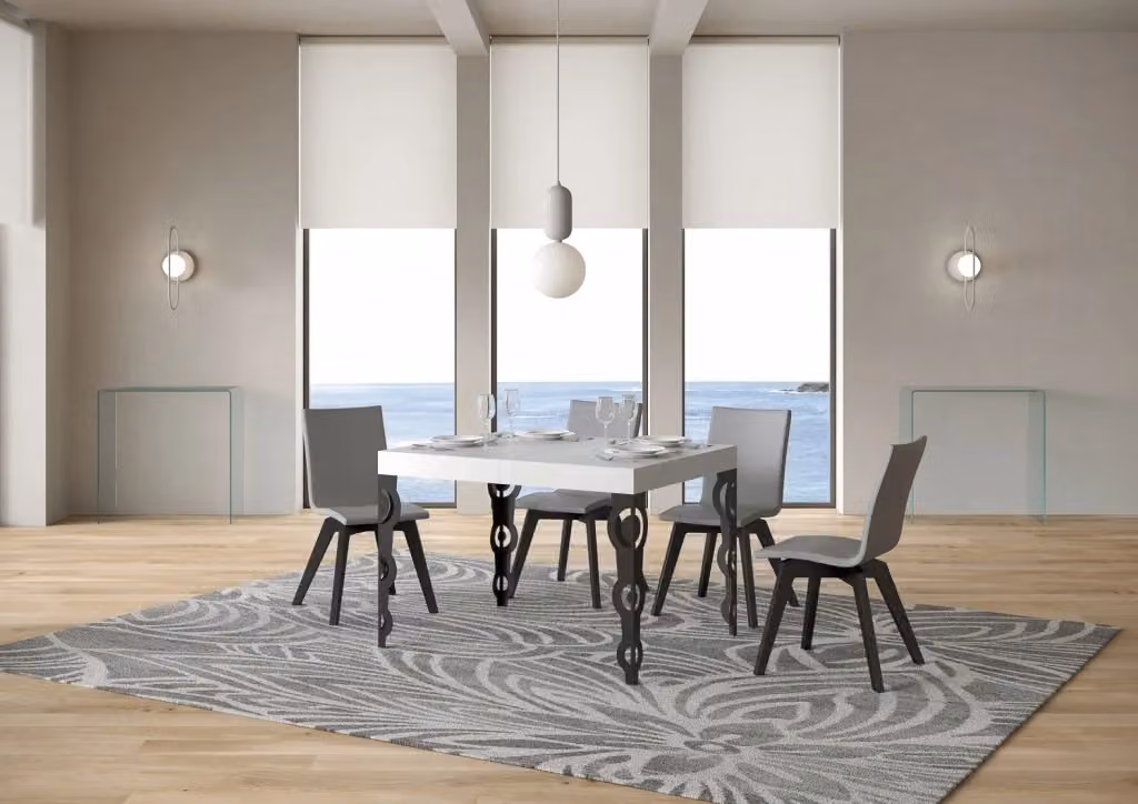 Tavolo Allungabile Moderno GIORDANOSHOP in MDF Laminato Bianco Frassino e Antracite L/P/H: 120-204 x 80 x 77 cm – 2