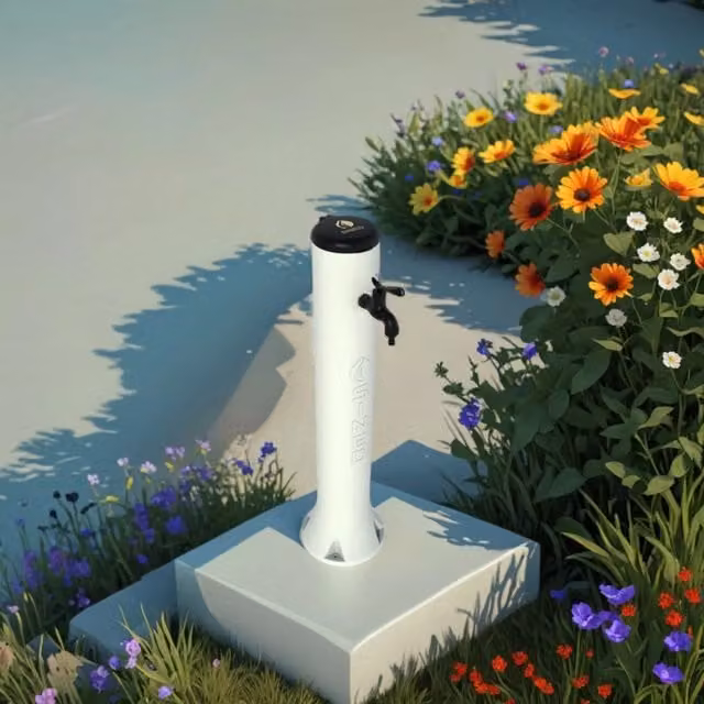Sined Tritone Fontanella Da Giardino In Hdpe Predisposizione Per Attacchi Rapidi Bianco Altezza 100 Cm Realizzata In Hdpe