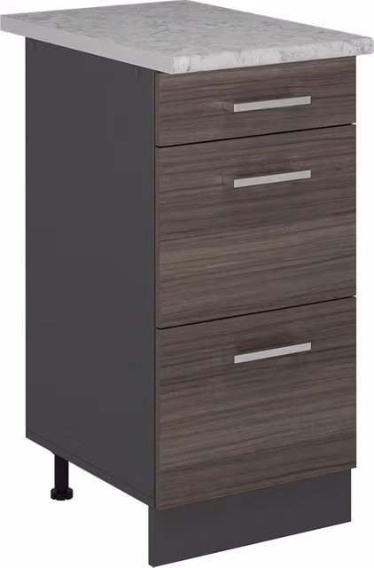 Mobiletto base per cucina Vicco R-Line Grigio nobile/Antracite con cassetti, L: 40 cm, H: 81,6 cm, P: 60 cm