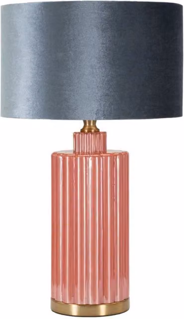 Lampada da tavolo Helene Tower in vetro rosso e blu con paralume in tessuto, Diametro: 40 cm