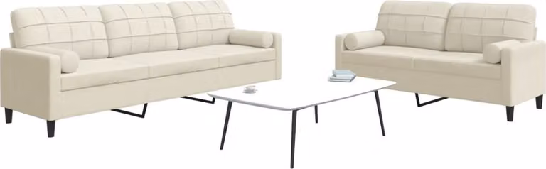 Maison Exclusive - Set divano 2 pezzi con cuscini e cuscini cervicali in velluto color crema