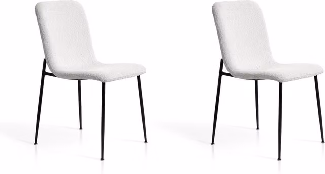 Set di 2 sedie da pranzo Hispanohogar in ferro e tessuto bouclé bianco, L/P/H: 82 x 43 x 57 cm – 1