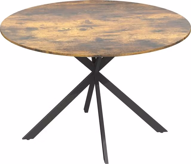 Tavolo rotondo da cucina e sala da pranzo Aosom in stile industriale con gambe in metallo e piano in legno marrone rustico per 4 persone – 1
