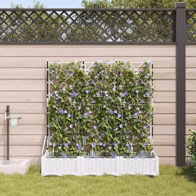 Set di 3 fioriere da esterno vidaXL in acciaio bianco per il tuo giardino – 1