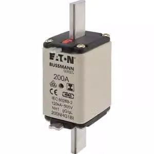 Inserto fusibile Eaton, bassa tensione, 200 A, CA 500 V, 120 kA, NH1, gL/gG, IEC, doppio indicatore di stato, linguetta isolata 200NHG1BI