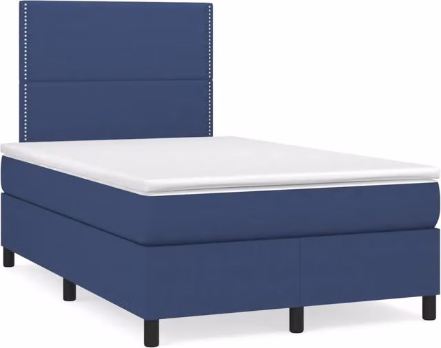 Letto Ibrido vidaXL con Materasso a Molle e Struttura in Legno di Pino, Blu e Bianco, L/P/H: 120 x 200 x 193 cm