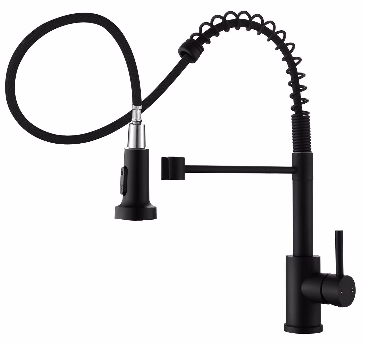 Miscelatore da cucina monocomando, estraibile, girevole a 360°, colore nero
